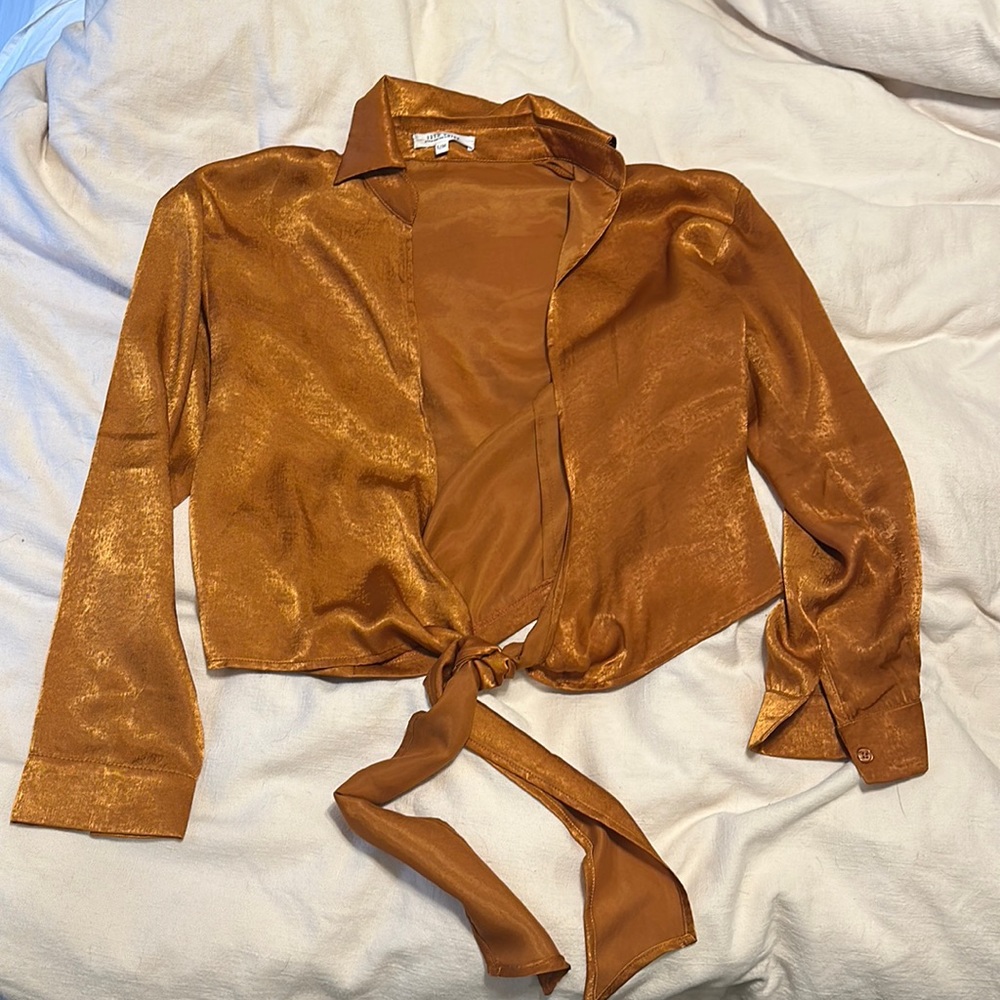 12th Tribe burnt orange satin blouse